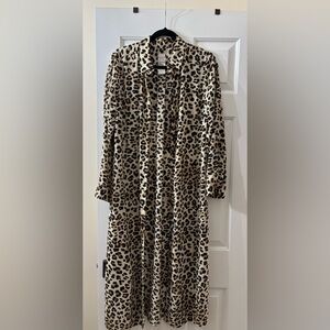 Chico’s leopard print maxi shirt dress/duster